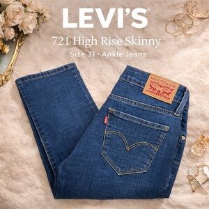 Levi’s 721 High Rise Skinny Ankle Jeans Dark Wash Women’s 31 Stretch Denim